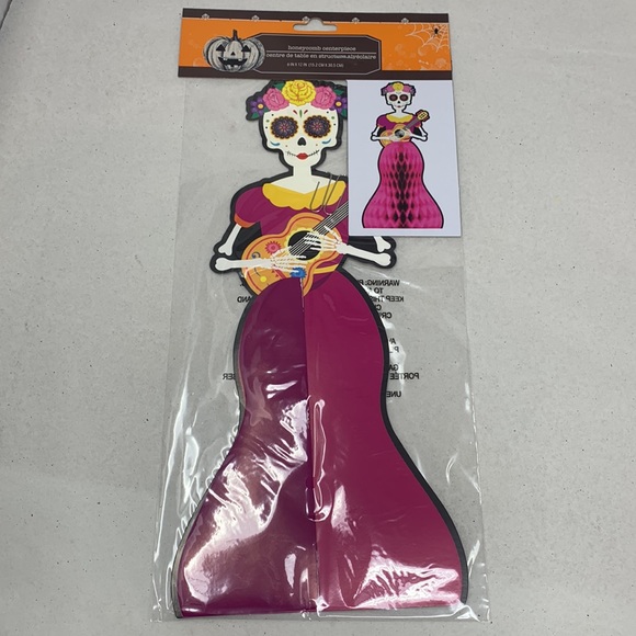 NEW 3 piece Day of the Dead items 💀 Hair Clip, Honeycomb Centerpiece & Sign - Picture 10 of 16